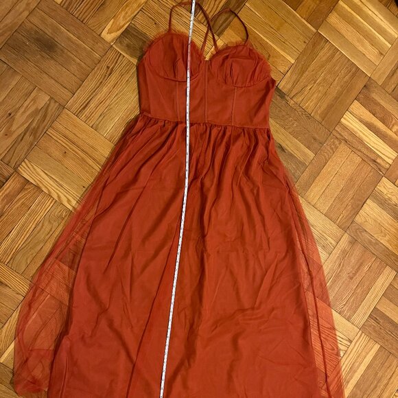 Rust Red Tulle Corset Maxi Dress | Romantic Gown | XL/US M-L (Chinese sizing) - Picture 11 of 12